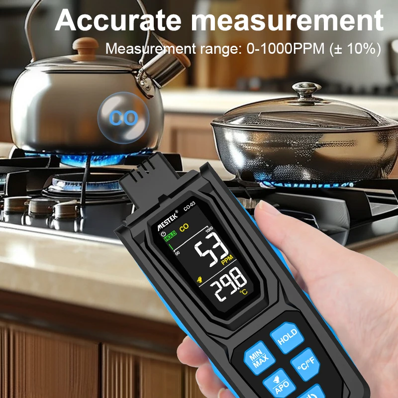 CO-03 Handheld Carbon Monoxide Detector Accurate Detection 1000ppm CO Meter Sound and Light Alarm High Precision CO Gas Tester