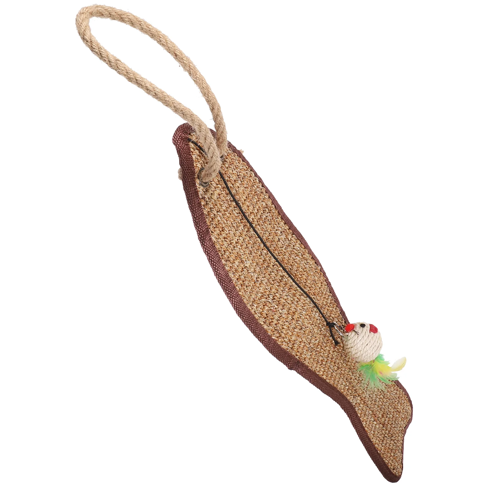 Grab Board Fish-Shaped Sisal Mat Toy Cat Claw Scratcher Artificial Feather Pad Pet Hanging