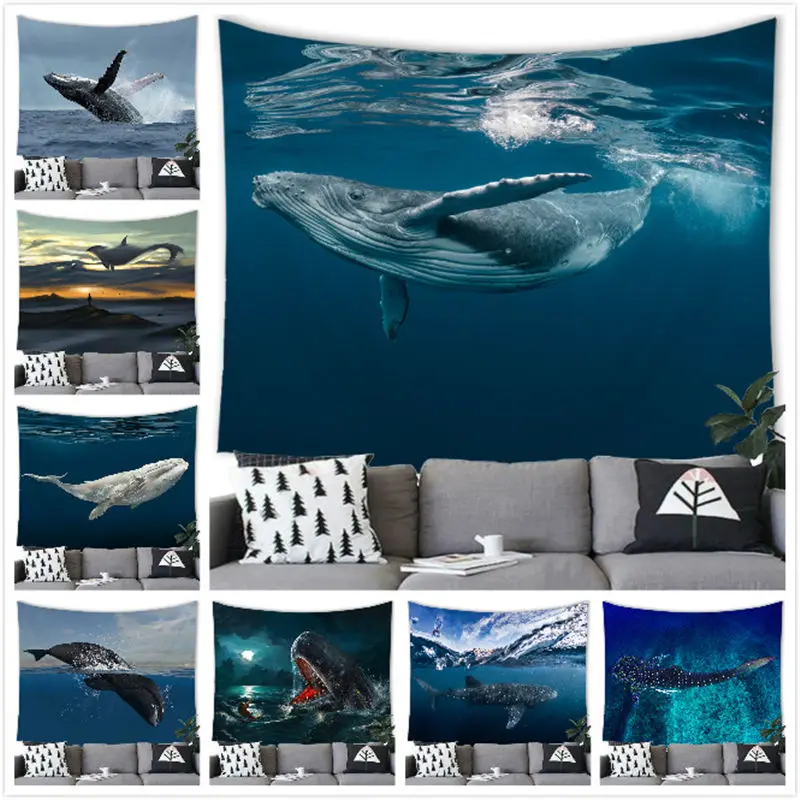 

Sea Animal Whale Dolphin Tapestry Wall Hanging Whale Dolphin Printing Decor Tapestry Home Room Decoration Background Wall Decor