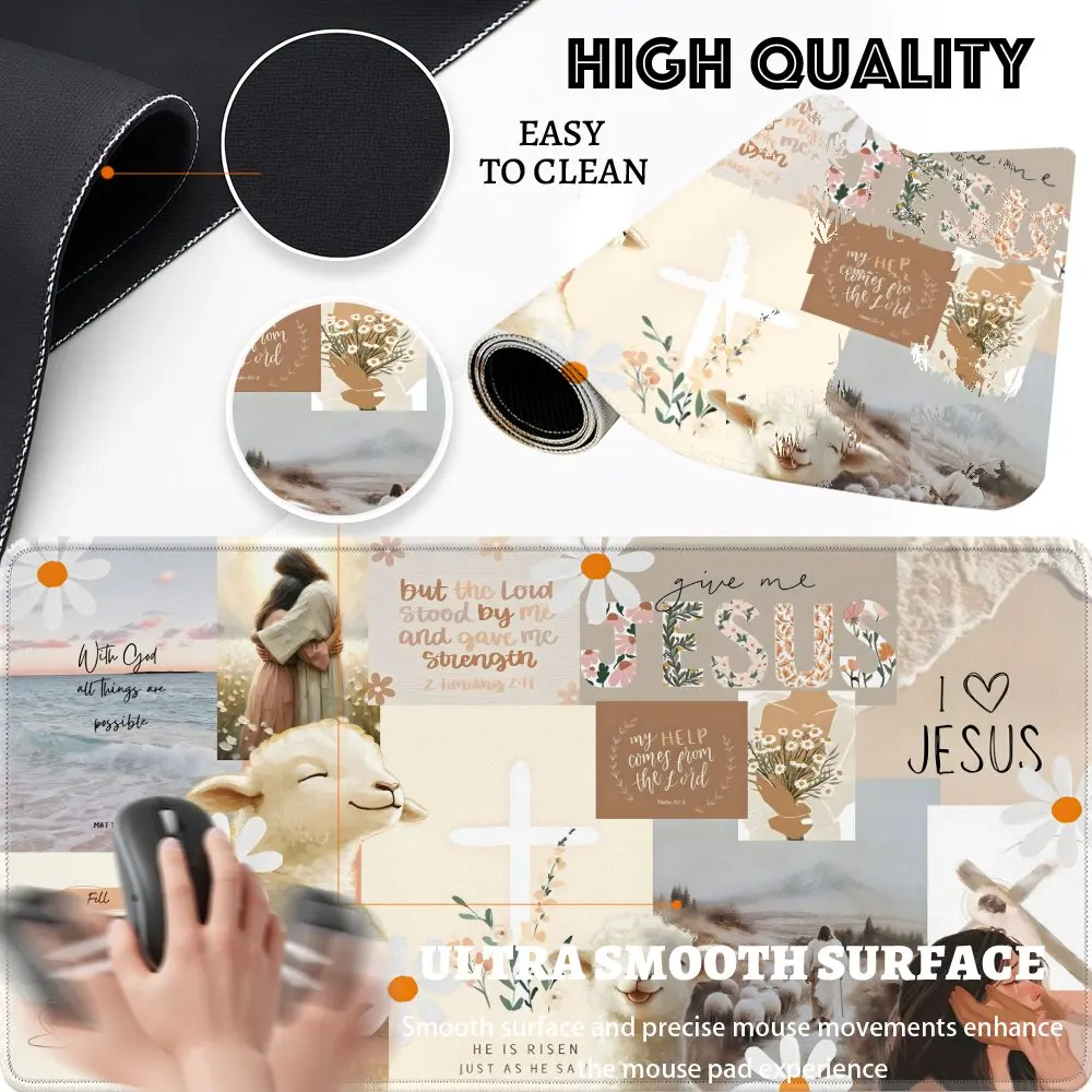 CIFBUY Mouse Pad Non-Slip Rubber Base Washable Large Desk Mat For Office Gaming Bible Theme Pastoral Scenery Pattern HD Print Du