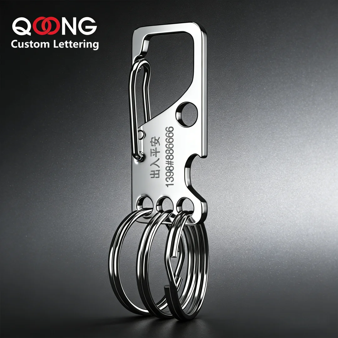 QOONG Custom Lettering Stainless Steel Key Chain 2 Style Buckle Carabiner Keychain Waist Belt Clip Keyring Anti-lost Buckle Y18