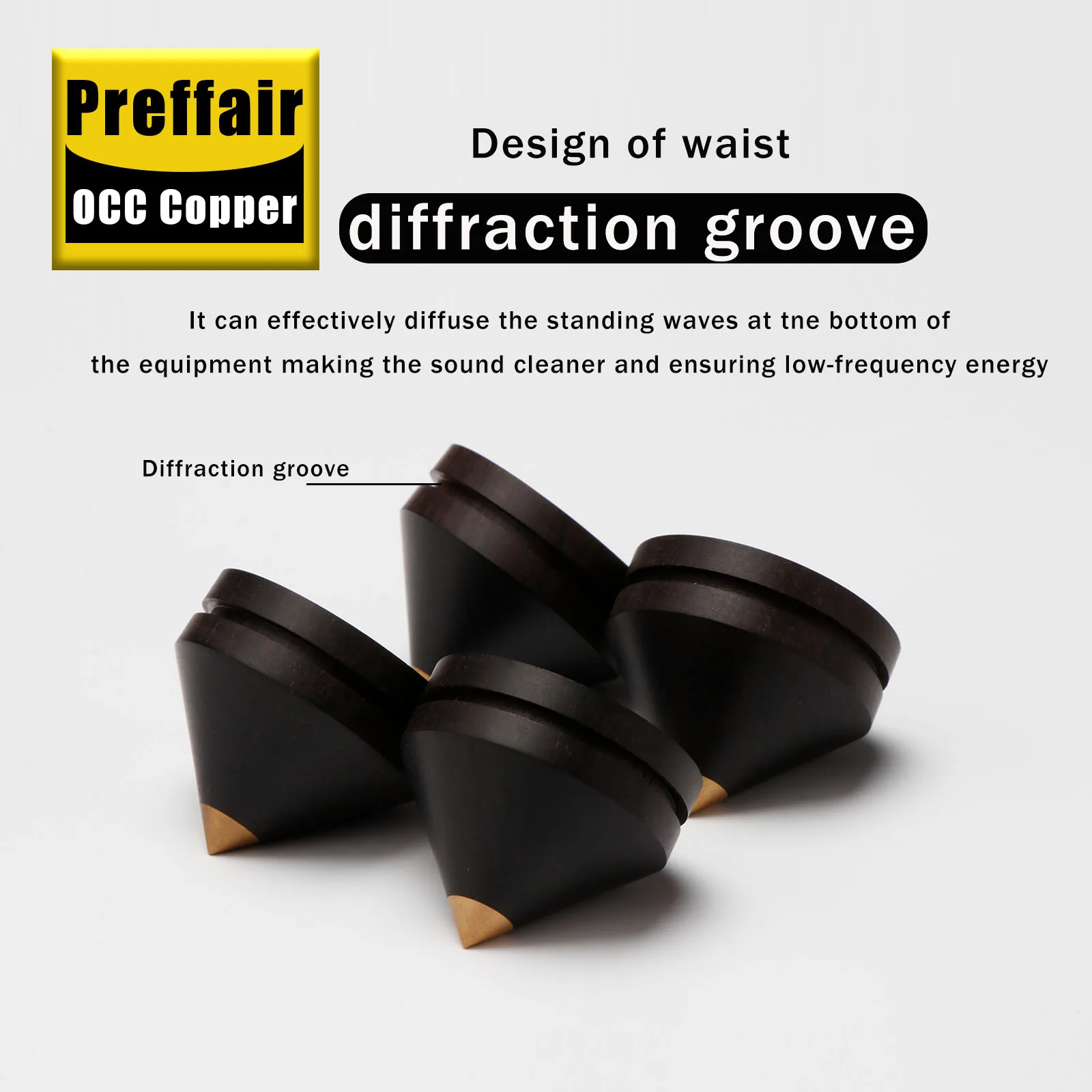 4 Stücke Ebenholz Lautsprecher Spike Pad Lautsprecher Verstärker Stoßfest Ständer Isolation Füße Basis Pad 33mm – Detail 4