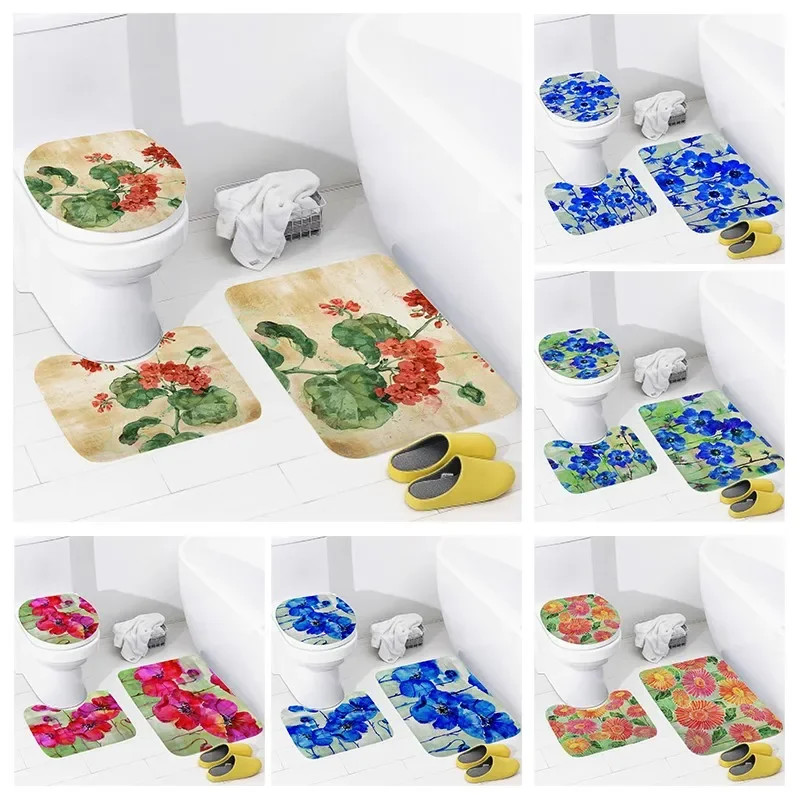 

Non slip shower mat bathroom carpet shower Retro Style decoration water absorbing bathtub carpet toilet cover decoration cover