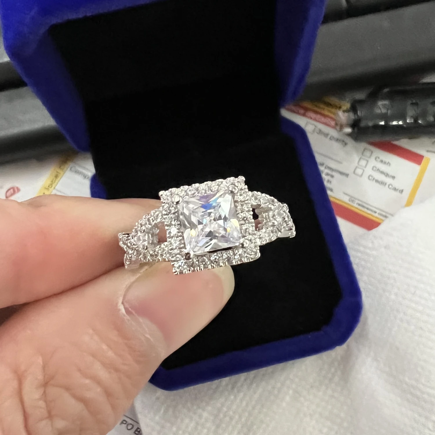 Princess Cut Lab Diamond Promise Ring 10K White Gold Engagement Wedding Band Rings for Women Birthday Party Finger Jewelry Gift