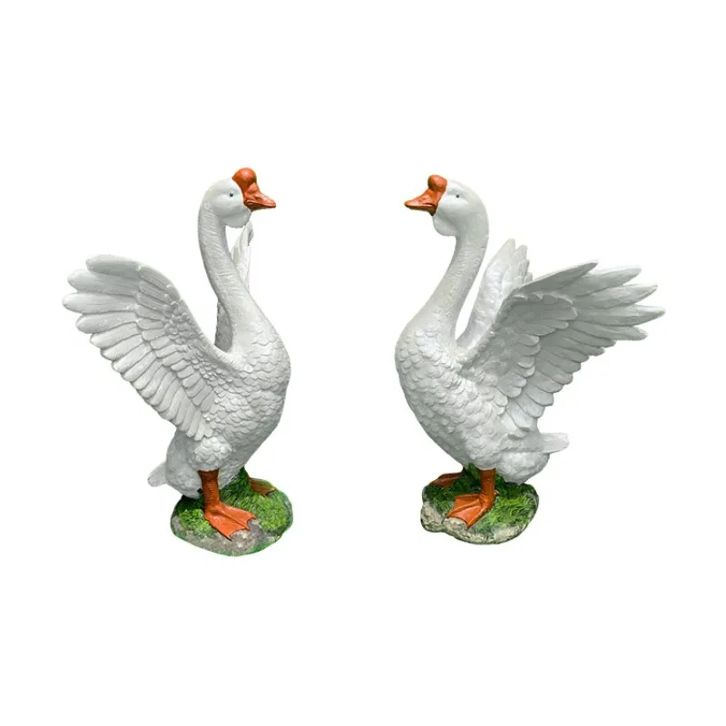 Customized large white goose swan resin statue outdoor garden backyard decoration holiday courtyard sculpture garden ornament