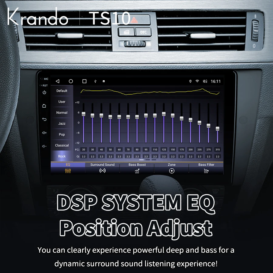 Krando شاشة السيارة أندرويد سيارة اللعب راديو تلقائي FM 1280*720 شاشة تعمل باللمس نظام تحديد المواقع والملاحة 8core DSP لسيارات BMW 3 Series E90 2005-2013 #5