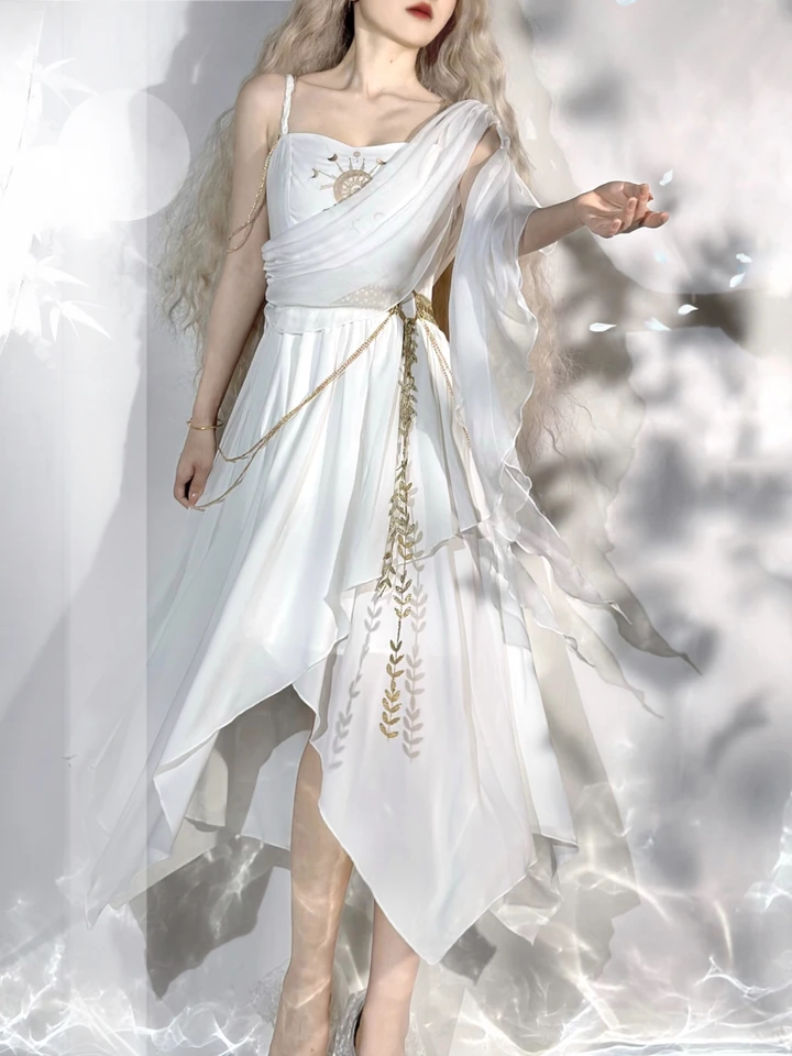 Tears Of Themis Lolita Dress Greek Goddess Cosplay Costume White Goddess Elegant Irregular Dress Tears Of Themis Lolita Dress Greek Goddess Cosplay Costume White Goddess Elegant Irregular Dress