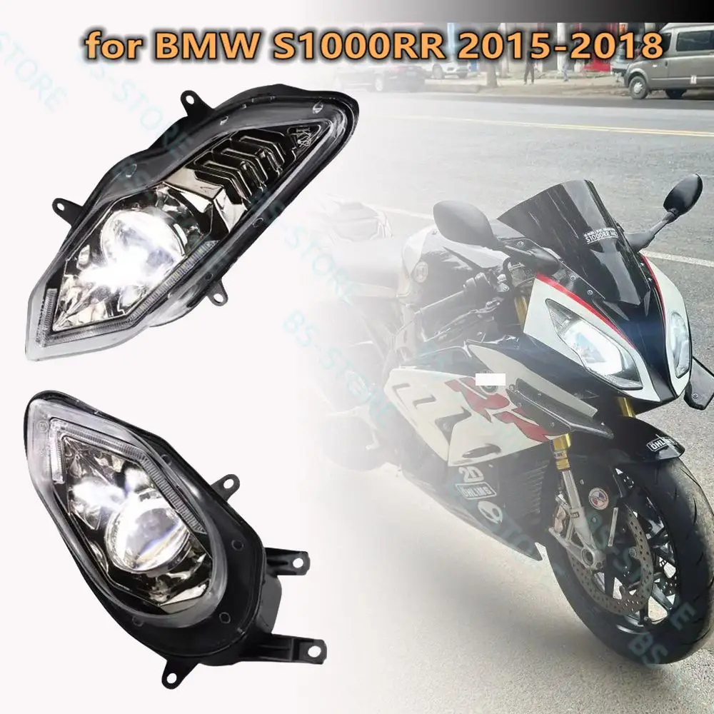 

2PC LED Headlight Assembly White LED DRL Front Head Lamp High/Low Beam DRL Optical Fiber For BMW S1000RR 2015-2018 White LED DRL