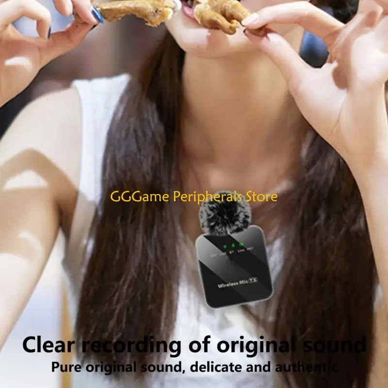 U55B ไมโครโฟนแบบหนีบปกเสื้อไมโครโฟนไร้สายเครื่องส่งสัญญาณพร้อมตัวรับสัญญาณ Type C สำหรับการสอน Vlog การบันทึกสด