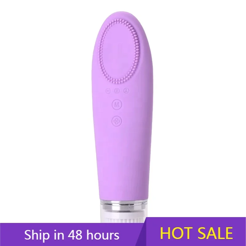 YTYIN Portable Electric Sonic Vibrating Face Scrubbers Brush Facial Cleansing Body Washing Massager Oxygen Jet Feature Silicon