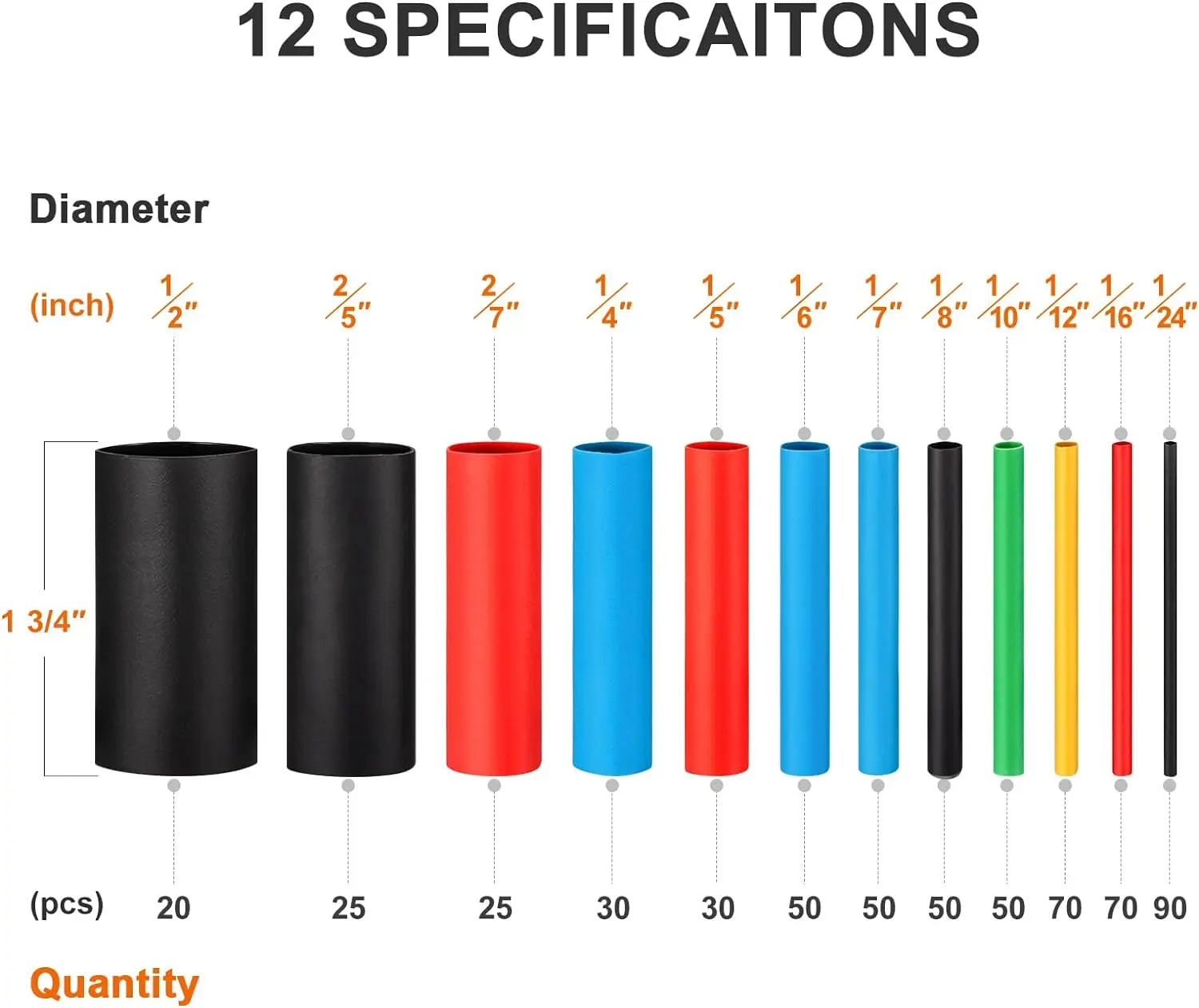 2:1ท่อหดความร้อน560ชิ้นชุดท่อหดสายไฟฟ้าสำหรับห่อสายไฟฉนวนกันความร้อนไฟฟ้าในกล่อง