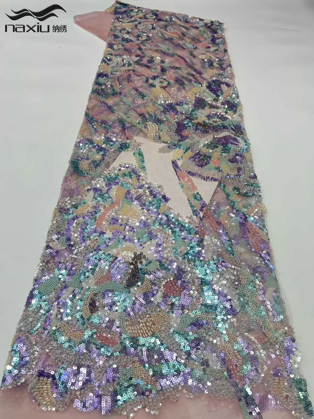 

Madison High Quality Luxury African Lace Fabric Beads Nigerian Mesh Lace Fabric Sequins 5 Yards For Party Wedding Dress