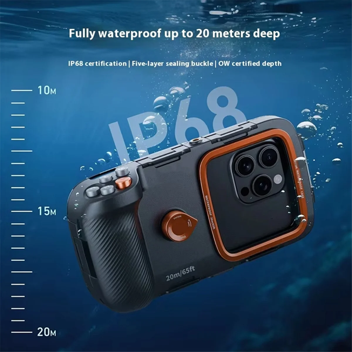 

2025+Waterproof Camera Handle 20m/65ft Bluetooth Diving Phone Case for Surfing Swimming Enhanced Photography Protection