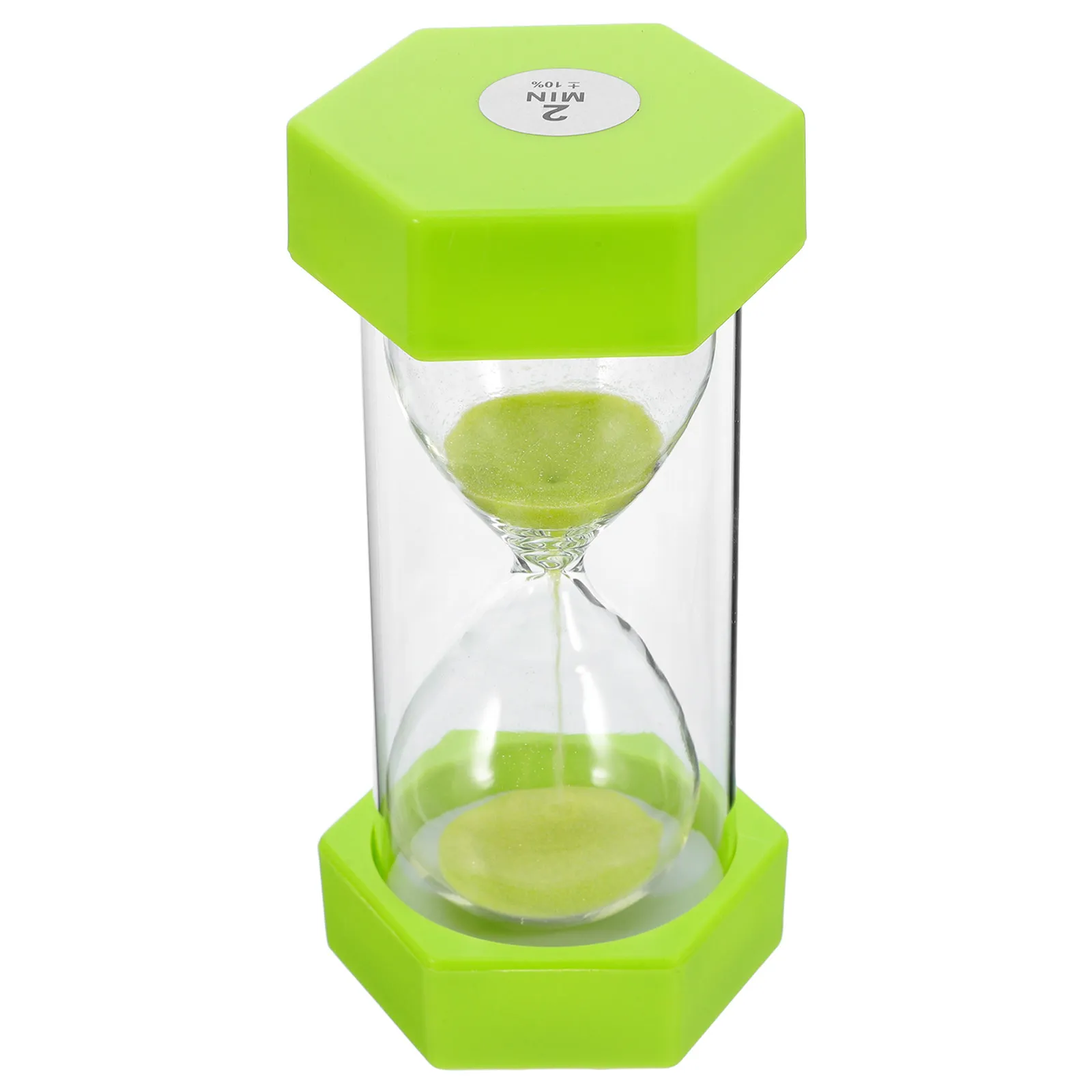 Sand Timer Hexagon 2 Minute Grass Green Hourglass Silent Countdown Timer for Study Classroom Office Kitchen