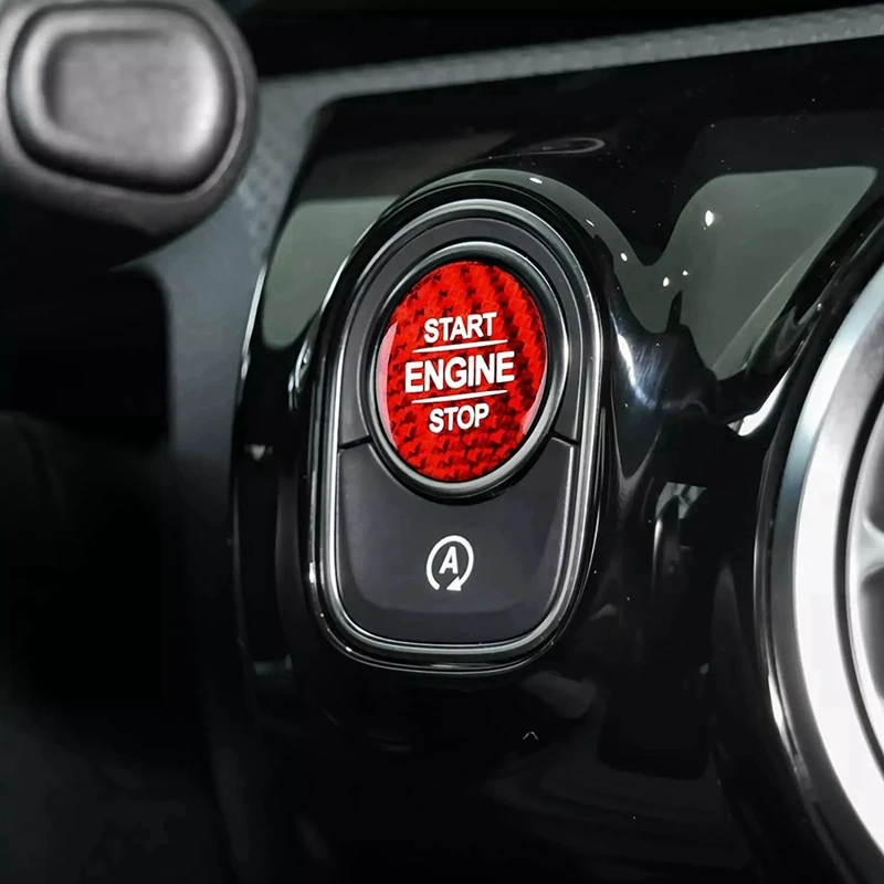 Red Carbon Fiber Engine Start Button Sticker For Benz W177 Glb X247 W247 Gle W167 Gls X167 W464 Cla C118 Amg