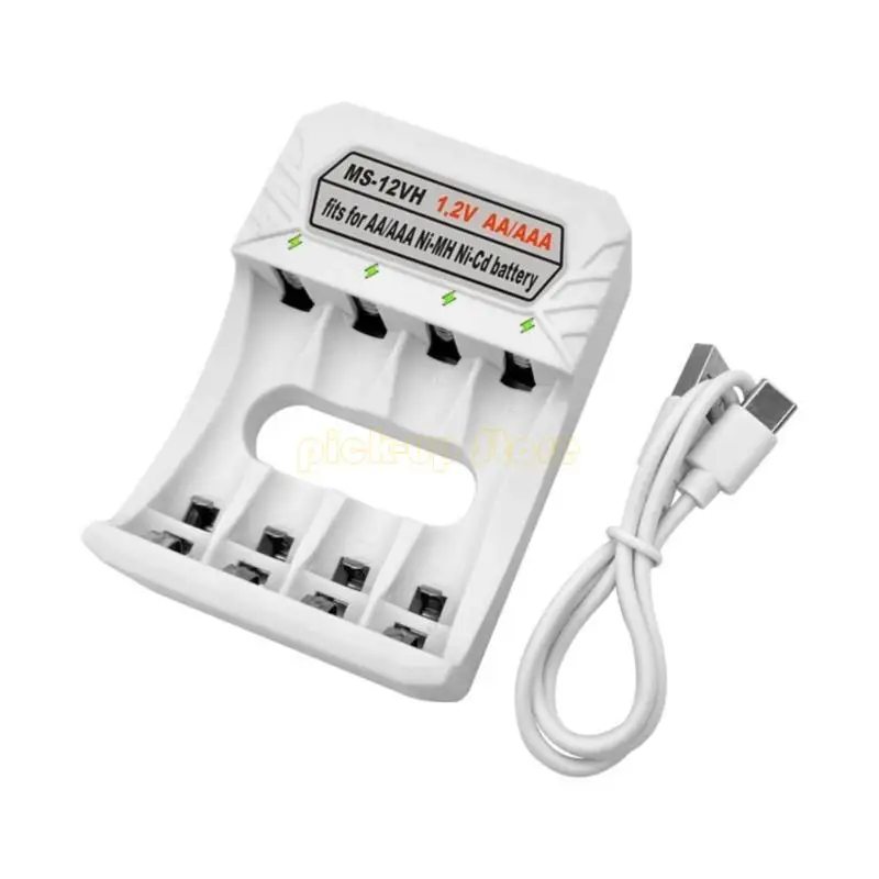 Q5WA Intellent 4-Slot USB C Зарядное устройство для батарейки AA/3A NIMH AA/3A с поддержкой светодиодного индикатора.