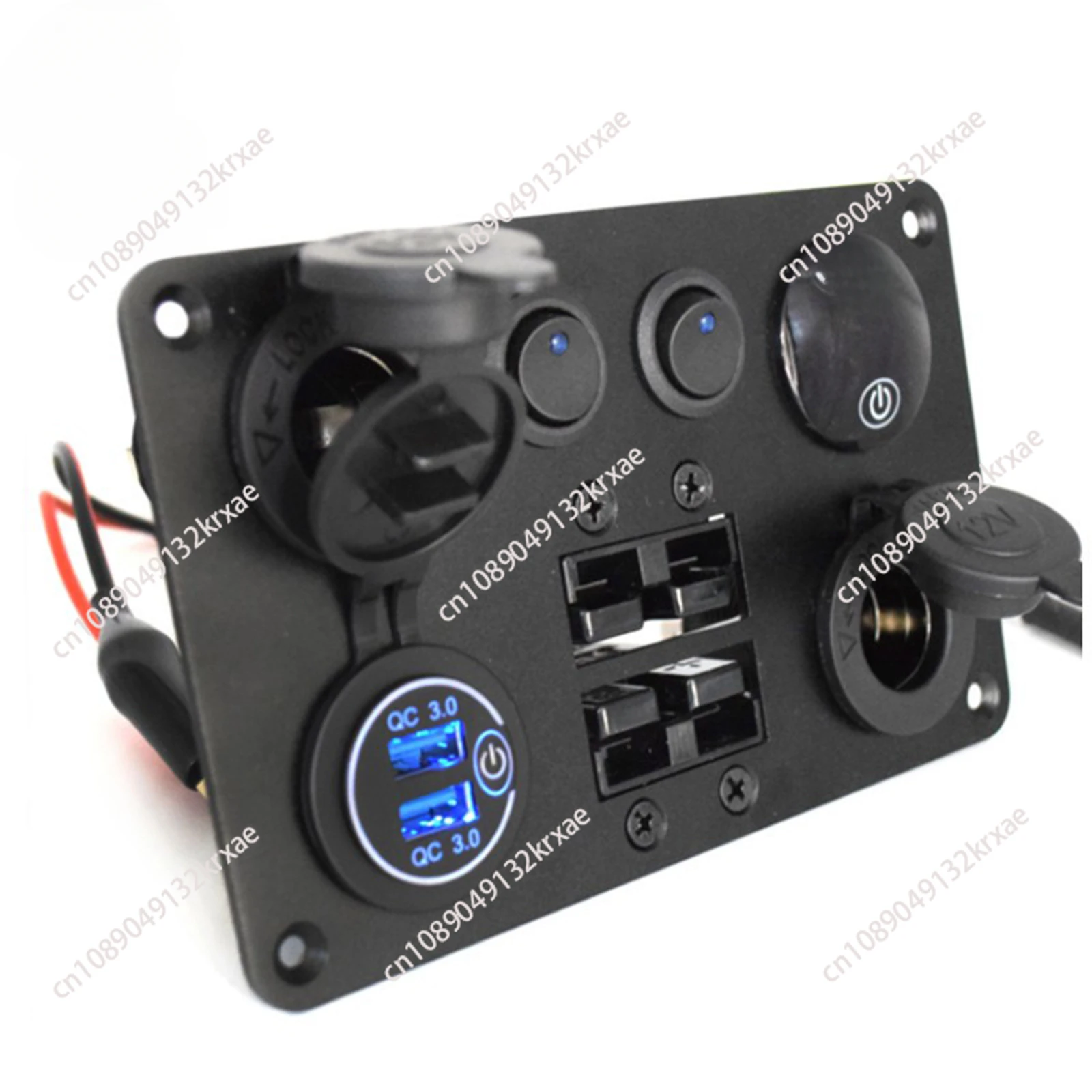 Car panel switch combination 2-position Anderson socket QC3.0 fast charging USB voltage strap touch screen switch