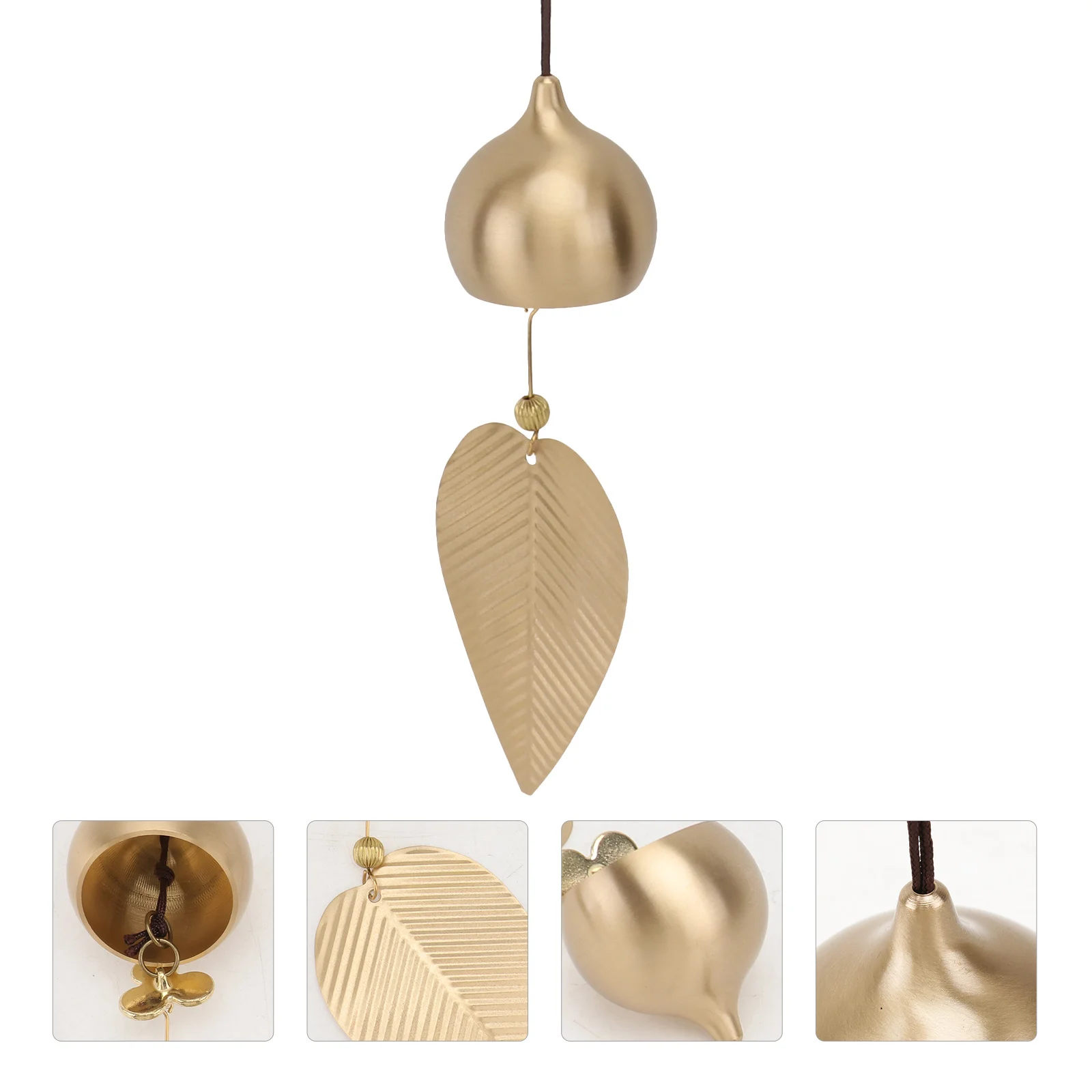 1 stks koperen blad windbel vintage retro metalen windgong hanger huis tuin decoratie fengshui hangende bel