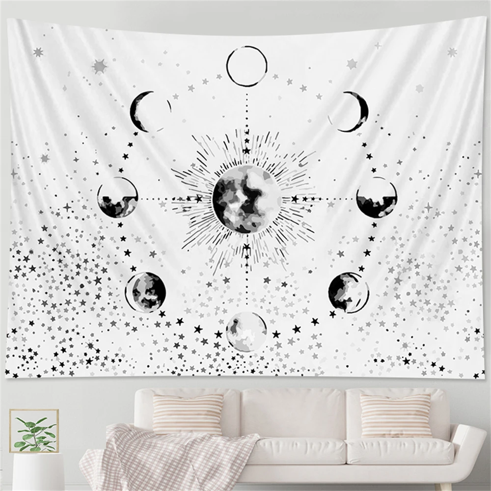 Freya Witchcraft Sun Moon Wandteppich – Böhmischer Wandbehang aus Polyester