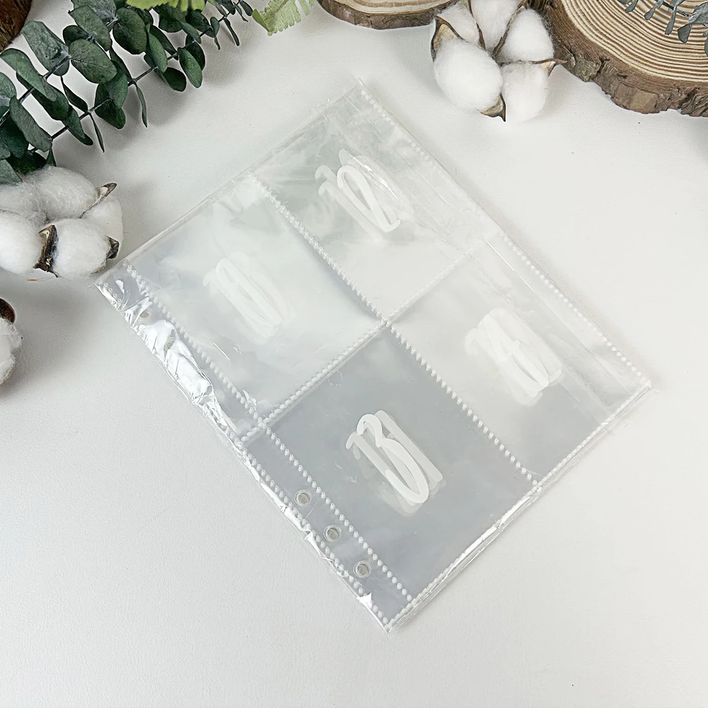 25sheets Binder Pocket Portable School Document Practical Cash Multifunctional Photo Clear Lattice For A5 Loose Leaf Home Office