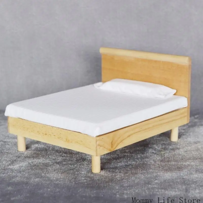 

Реалистичная деревянная кровать, модель дома, спальни, две односпальные кровати, миниатюрная мебель в масштабе 1:12