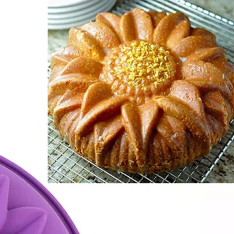 Sunflower Silicone Mold Cake Flower Pan 10Inch Cake Bakeware Baking Tools Round Bread Loaf Pizza Toast With Anti-scalding Handle