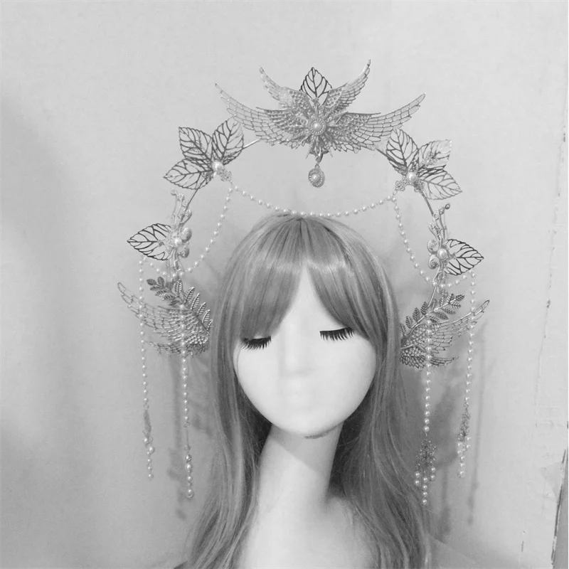 Lolita Crown Headpiece KC Headdress Baroque Style Goddess Headband Headdress Lolita Tiara DIY Hair Accessories