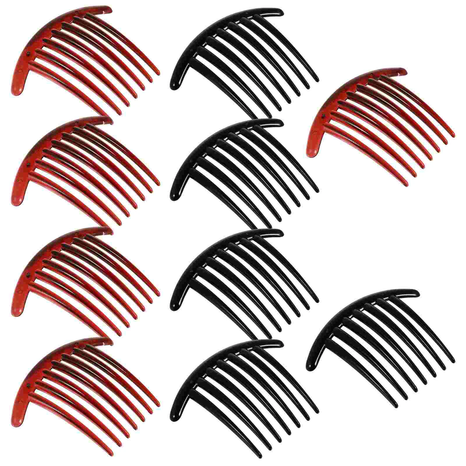 

10pcs Seven-Tooth Fancy Hairpin Comb Moon Shaped Hair Clip Comb Hairstyle Accessory (Black & Brown) Hair Clip Comb for Women