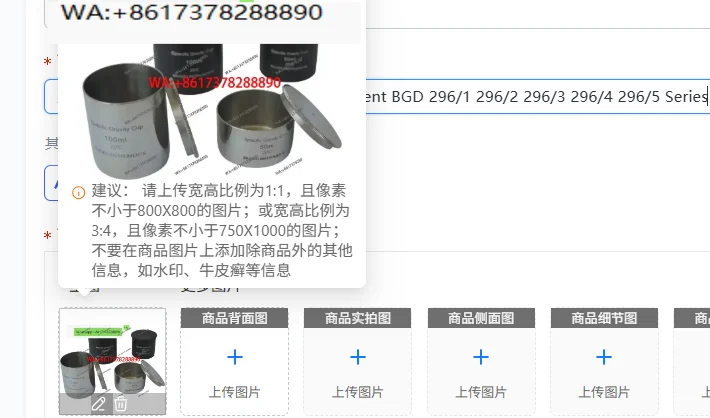 100cc BGD 296 Gravity Coating Cup for Density Measurement BGD 296/1 296/2 296/3 296/4 296/5 Series