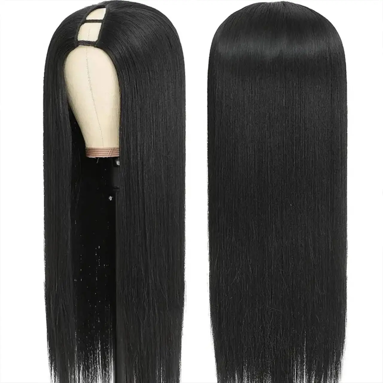 180% Density Straight U Part Wigs Human Hair for Women Machine Made Malaysia Beginner Friendly Straight Human Hair Natural Color