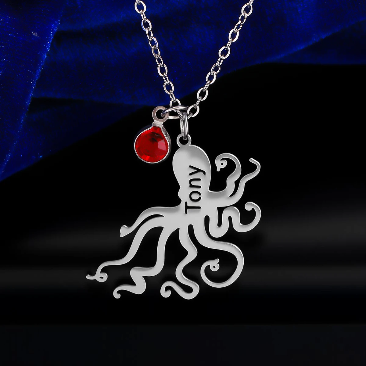 Personalized Custom Name Stainless Steel Ocean Octopus Pendant Jellyfish Marine Life Necklace Chokers Jewelry Gift