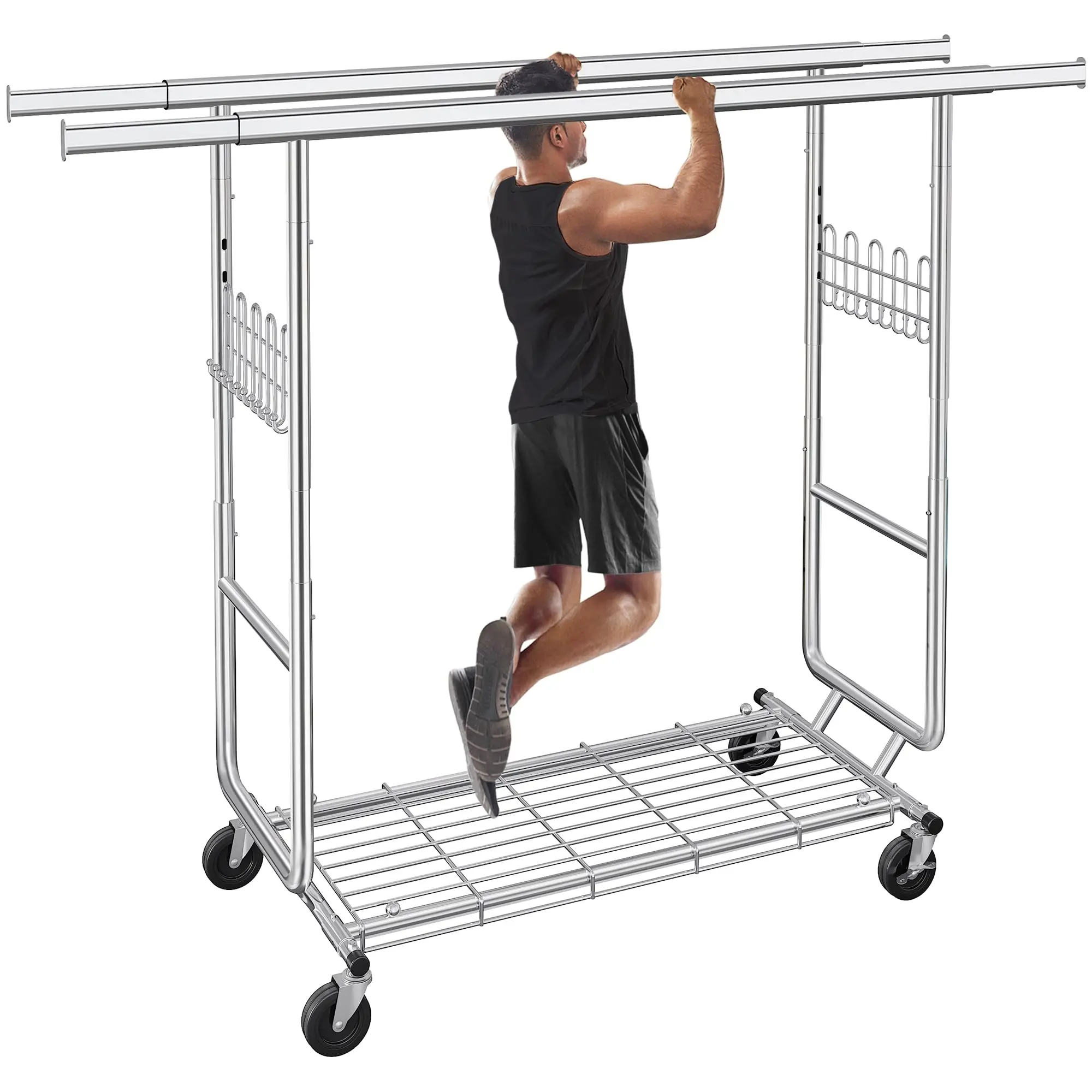 Clothes Rack Heavy Duty Load 900 Lbs With Wheels,Commercial,Chrome