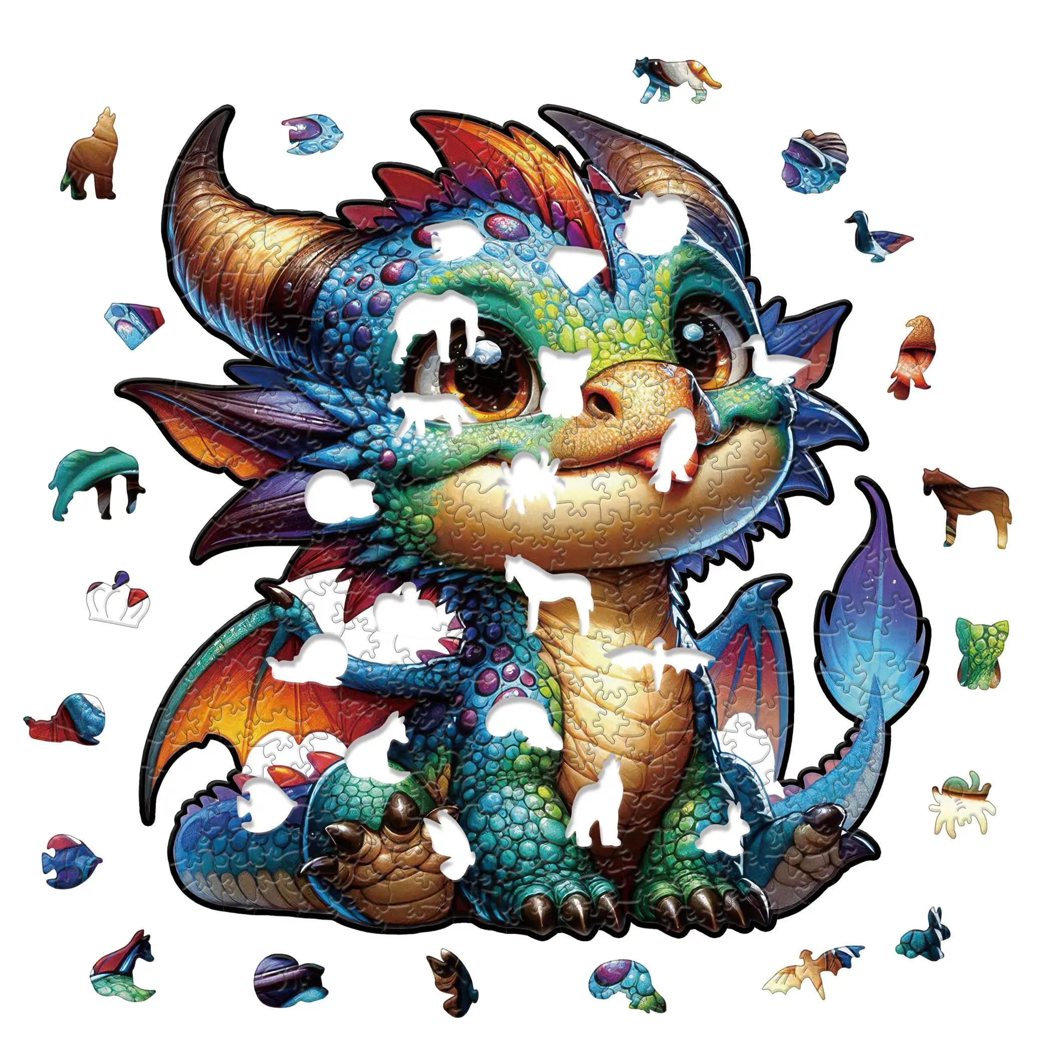 크리 에이 티브 DIY 게임 브레인 트위스터 러블리 드래곤 나무 직소 휴일 선물 나무 동물 퍼즐 어린이 성인