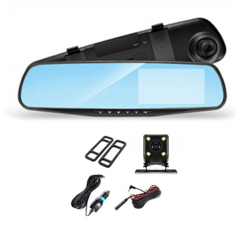 4.3 Inch Car DVR Rearview Mirror Driving Video Recorder Dual Lens Dash Camera 1080P IPS Front And Rear Camera Dash Cam