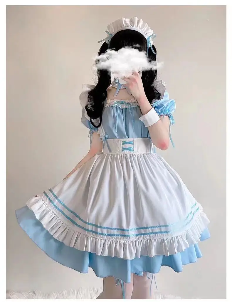 Vrouwen Meid Outfit Anime Lange Jurk Zwart-Wit Schort Jurk Lolita Jurken Mannen Cafe Kostuum Cosplay Kostuum Горничная Mucama