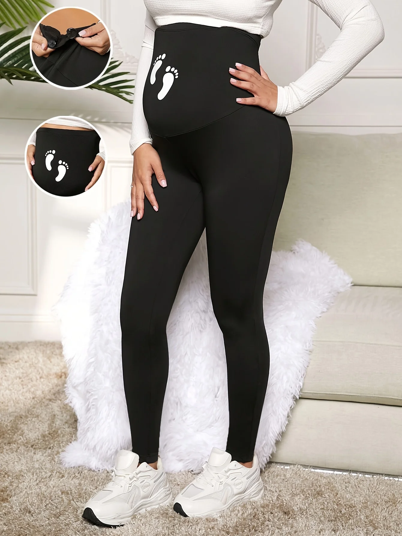 

Черные женские спортивные штаны для беременных йоги леггинсы с высокой талией и регулируемым ремешком длинные эластичные облегающие брюки для беременных
