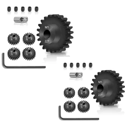 Mod 1 Set pignone, ingranaggio pignone M1 acciaio temprato in metallo adatto per albero motore RC da 5Mm con chiave esagonale