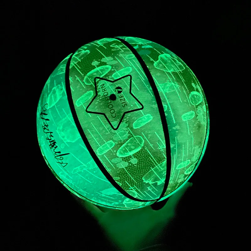 사이즈 5/7 반사 발광 농구 야외 스트리트 볼 야광 농구 공, 어린이 청소년 성인 야외 훈련 경기 게임 공