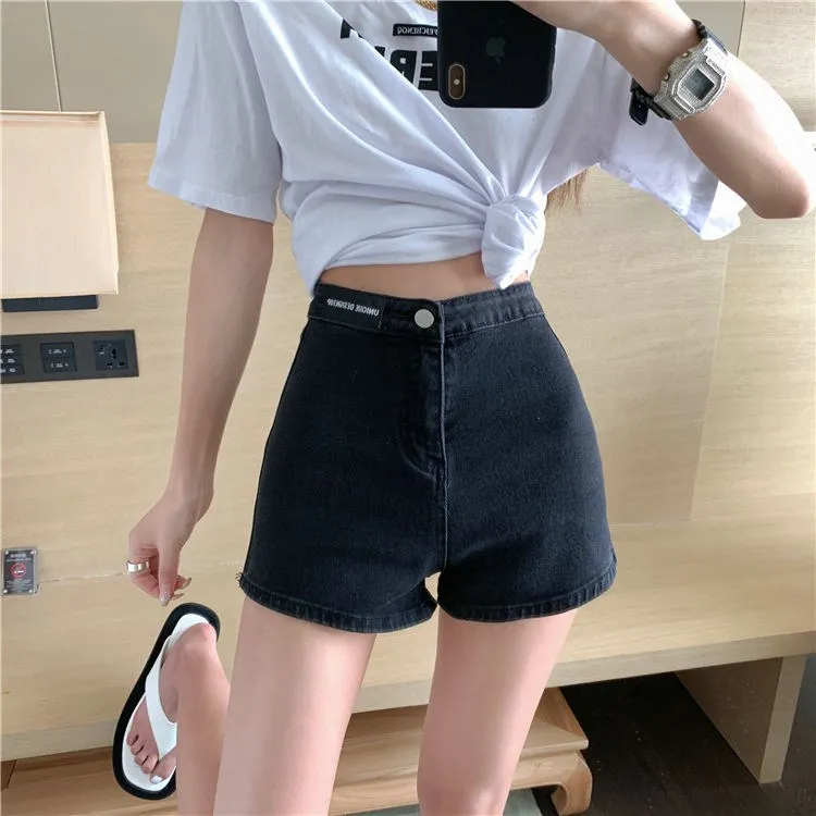 Retro Spicy Girl High Waist Slim Fit Short Jeans Women's Summer Thin Korean Style Elastic Body Shaping Hot Pants Trendy