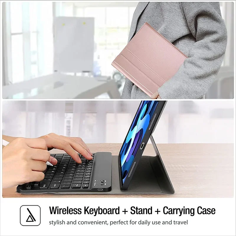 Tablet Leather Case for 2022 New Ipad Air 5 10.9inch Bluetooth Keyboard Cover Set with Backlit Ipad Air 4 Protective Shell
