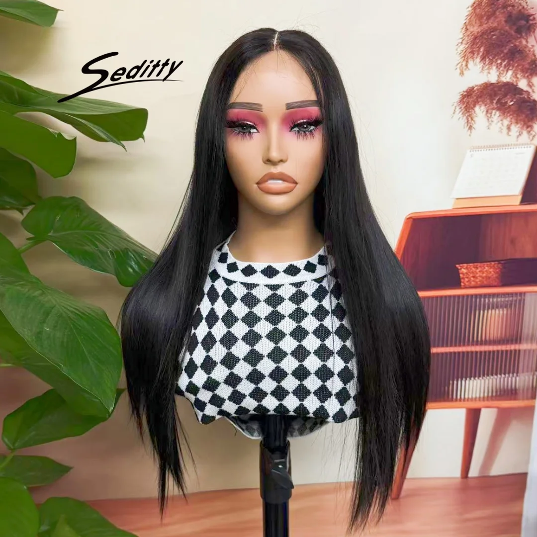 

Seditty 2x6 HD Lace Closure Wig 300% Density Raw Vietnamese Human Hair Wig Bone Straight Human Hair Wig for Black Women