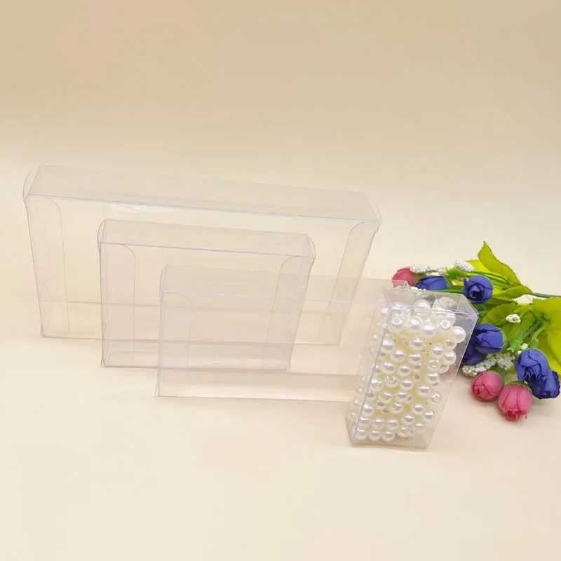 100pcs ABC Gift Plastic Transparent Box PVC Clear Boxes for Christmas Box Wedding Jewelry Candy Storage Packaging Boxs Open Side
