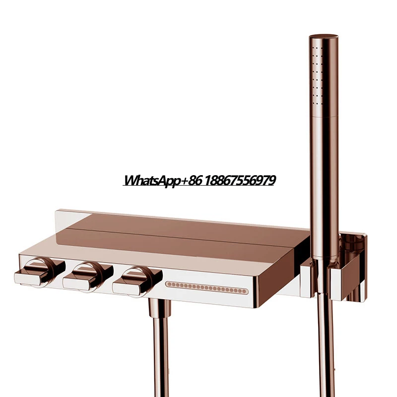 

Modern Brass Wall Mounted Bathroom Waterfall Bathtub Faucet With Handheld Shower