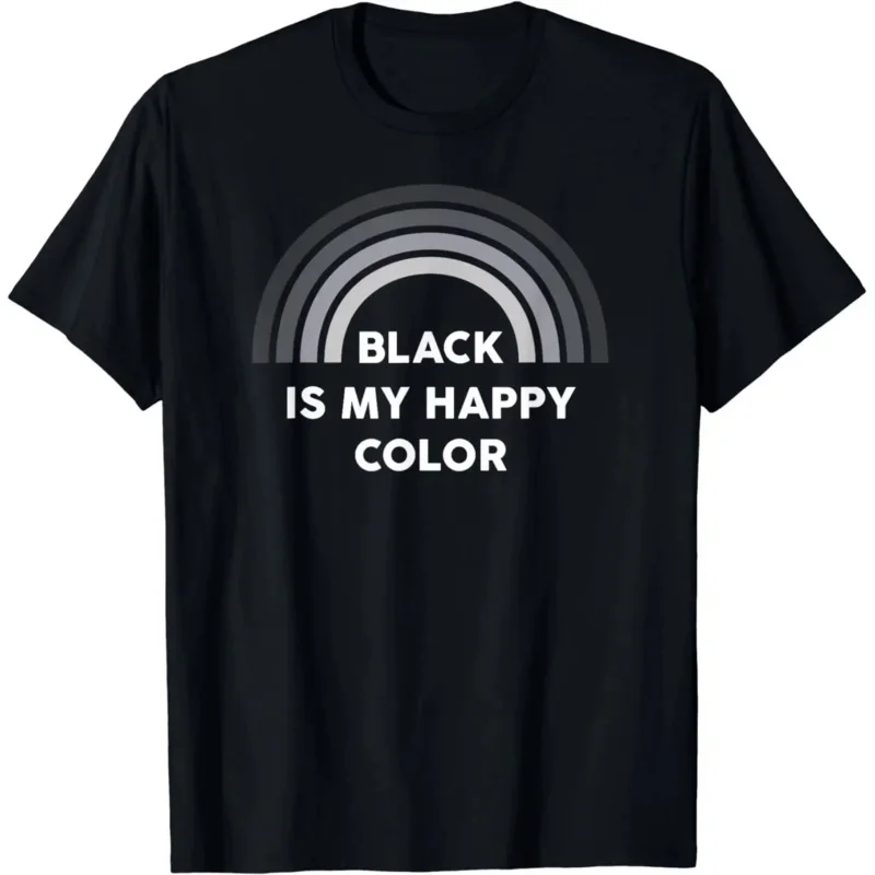

BlackIsMyHappyColorDarkHumorT-ShirtIronicT-shirtStreetFashionCasualCoupleClothesTShirtforMenRopaHombre