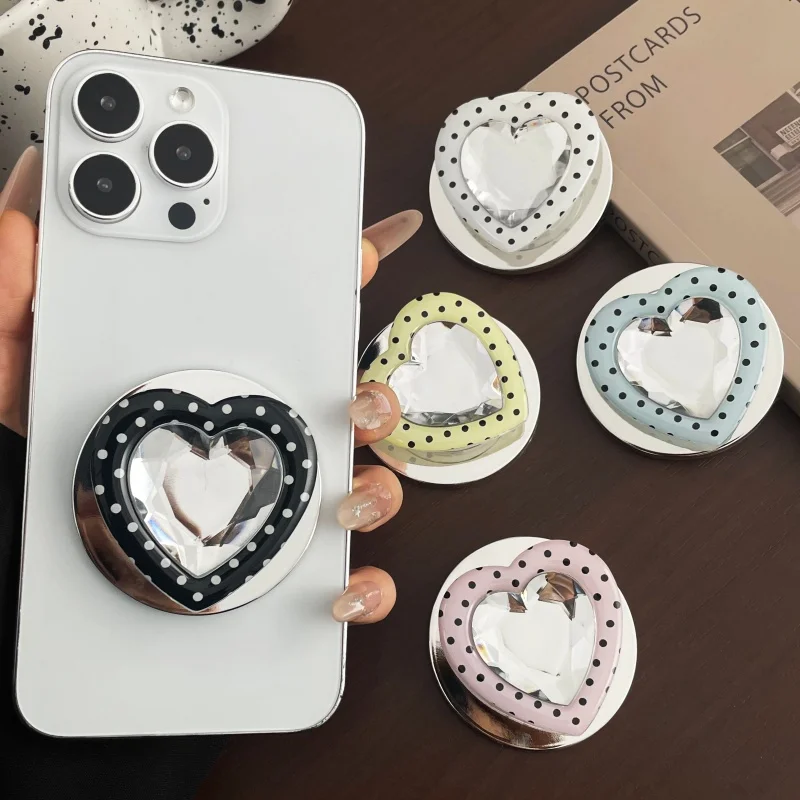 Soporte de Anillo Magnético Coreano con Bolitas y Corazones para Celular, Compatible con Magsafe iPhone 17 - Soporte Femenino