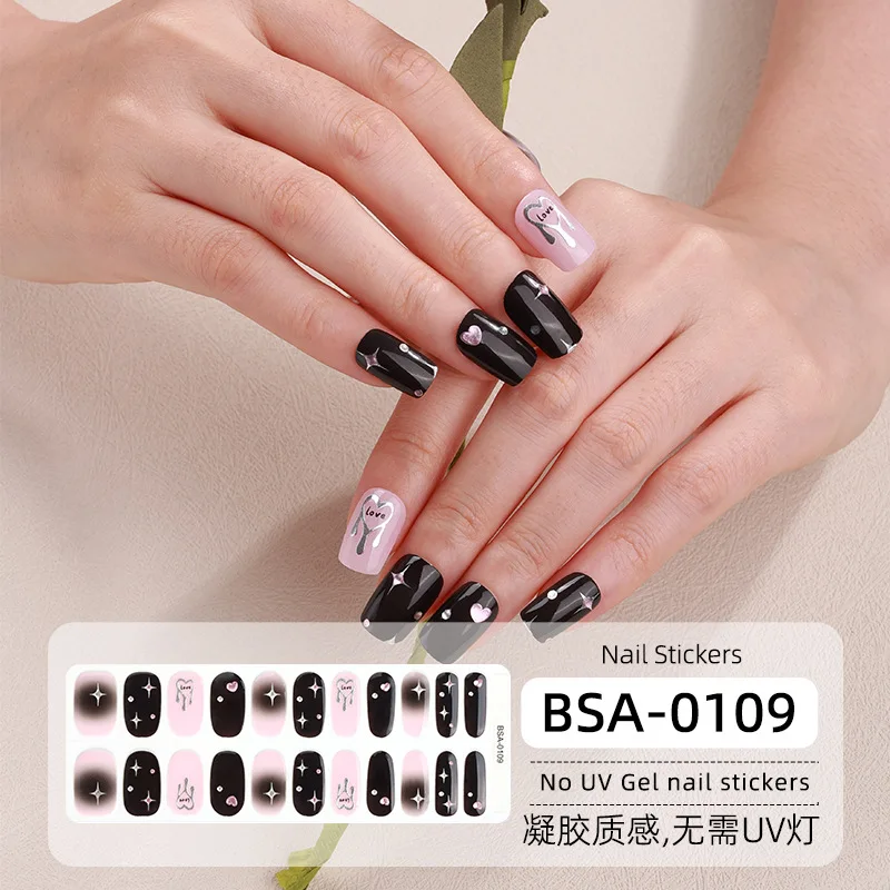 22Tips Nail Gel Paste Baking Free 3D Diamonds Nail Art Stickers Collection Manicure DIY Nail Polish Strips Wraps for Party Decor