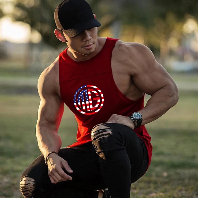 Mens Summer Workout Comfortable Tank Tops Fitness Casual Sports Muscle Vests Absorb Sweat and Cool Gym Bodybuilding Clothing