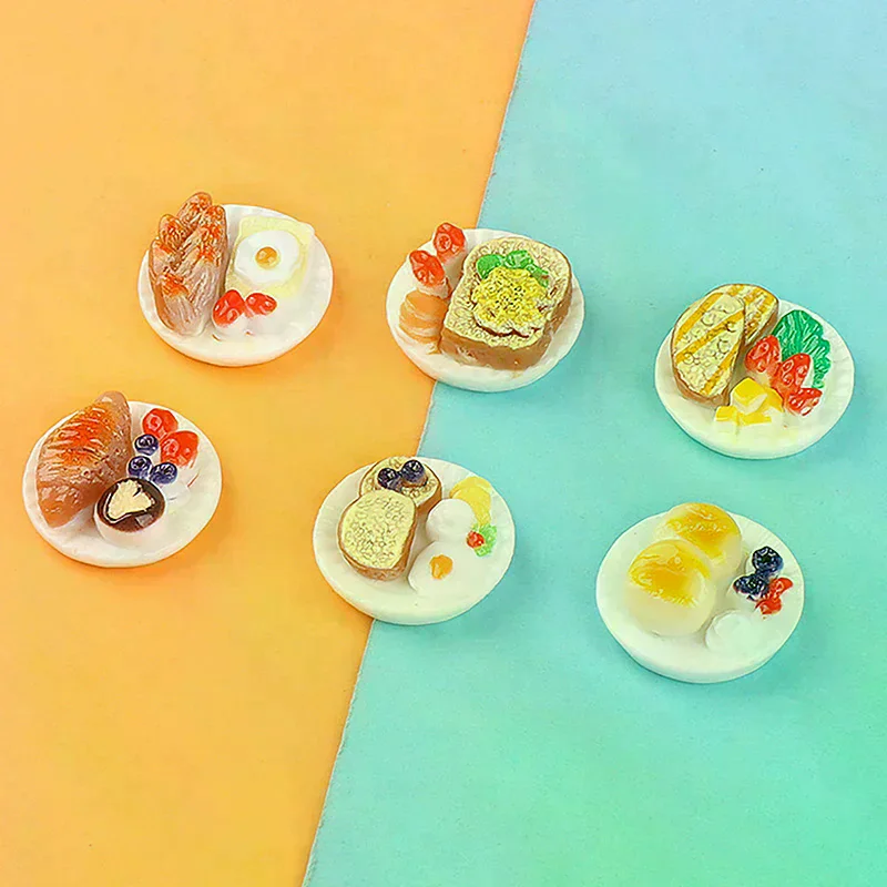 Dollhouse Small Ornaments Miniature Treat Plate DIY Miniature Landscape Fairytale Garden Decoration Accessories 6pcs/set