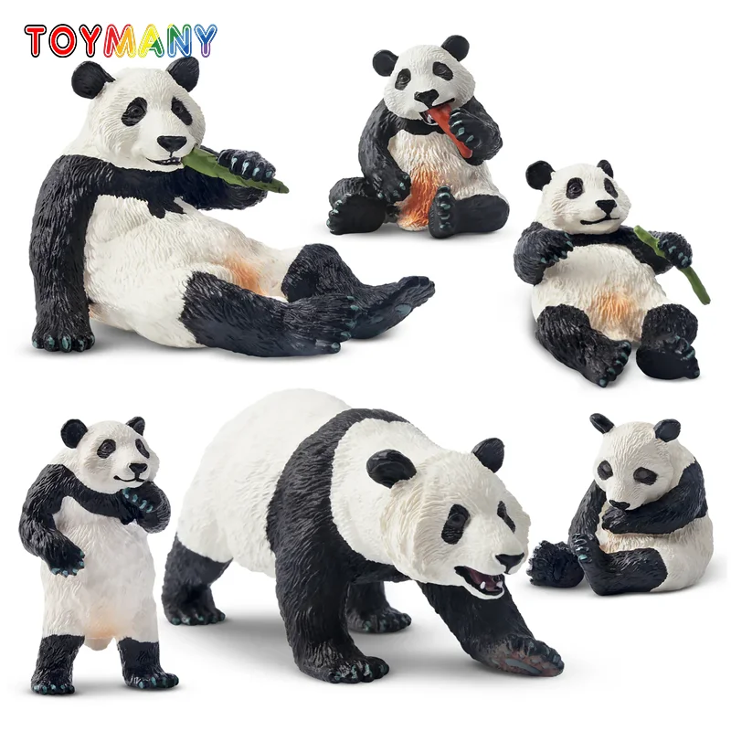 

6Pcs Simulation Panda Family Wildlife Animal Model Toy Mini Pandas Figures Dolls Action Figurines Toys for Children Set Gift