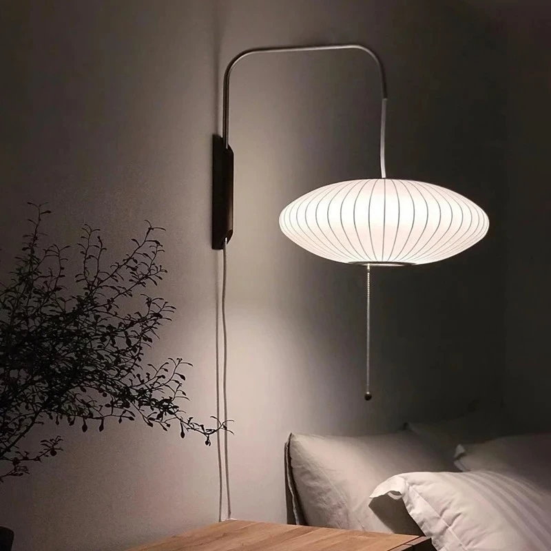 

Nordic minimalist milk white wall lamp Danish designer Hand Woven Silk table light Living Room Bedroom bedside LED floor lamp